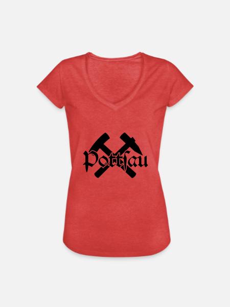 Pottsau - Frauen Vintage T-Shirt - Rot meliert