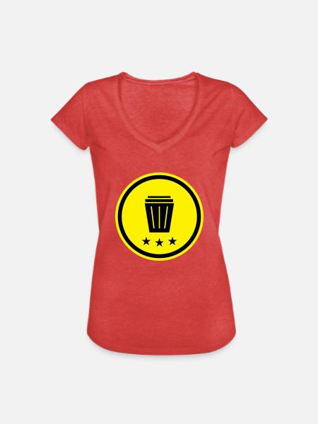 Mülltonne Symbol - Frauen Vintage T-Shirt - Rot meliert