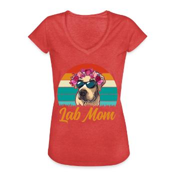 MAMAN LABORATOIRE - T-shirt vintage Femme - rouge chiné - Devant - Danielle (179cm)