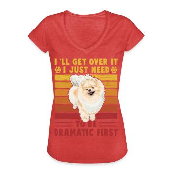 Je vais m’en remettre, j’ai juste besoin d’être dramatique d’abord - T-shirt vintage Femme - rouge chiné - Devant - Danielle (179cm)