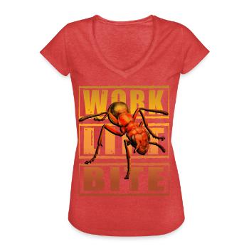 Work Lift Bite Ant - Women's Vintage T-Shirt - heather red - Front - Danielle (179cm)