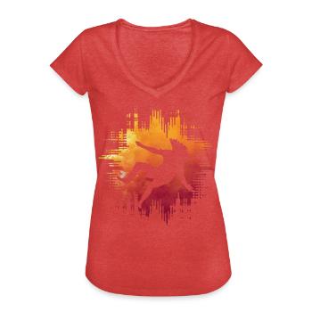 Capoeira - T-shirt vintage Femme - rouge chiné - Devant - Danielle (179cm)