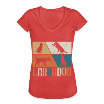 Labrador - Frauen Vintage T-Shirt - Rot meliert - Vorne - Danielle (179cm)