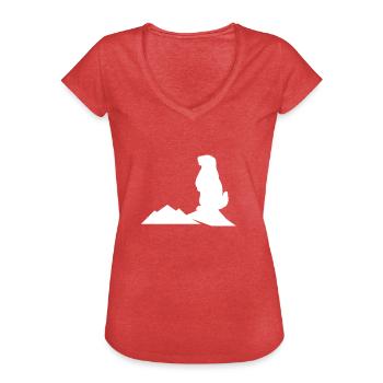 Marmotte Montagnes Alpine randonnées - T-shirt vintage Femme - rouge chiné - Devant - Danielle (179cm)