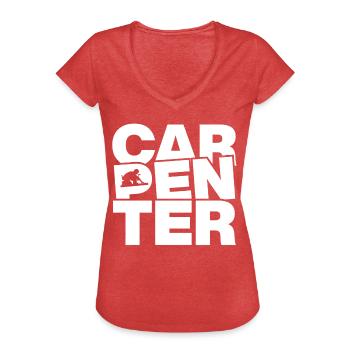 Menuiserie - Charpentier - T-shirt vintage Femme - rouge chiné - Devant - Danielle (179cm)