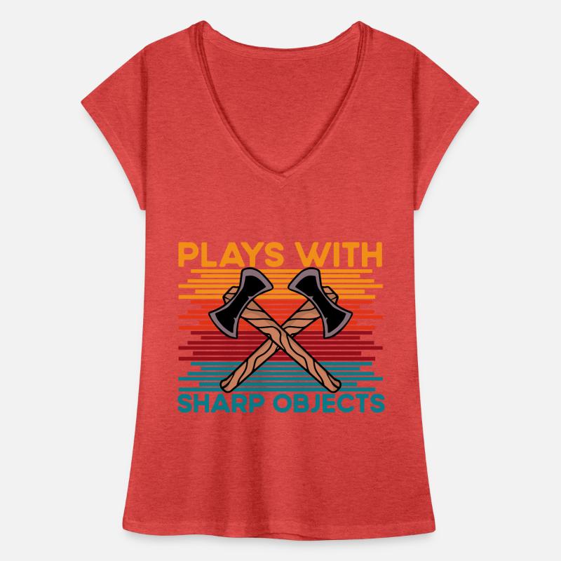 Axe Throwing plays with sharp objects funny saying Frauen Vintage T-Shirt