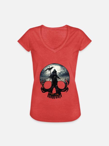 Verfluchter Tod - Frauen Vintage T-Shirt - Rot meliert