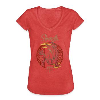 Chinese Zodiac Animals Astrology Geometric Ox Atti - Women's Vintage T-Shirt - heather red - Front - Danielle (179cm)