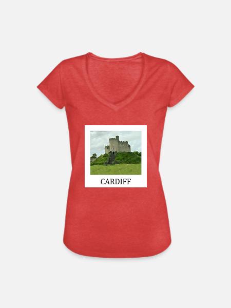 Cardiff - Frauen Vintage T-Shirt - Rot meliert
