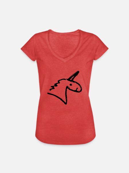 Einhorn - Frauen Vintage T-Shirt - Rot meliert