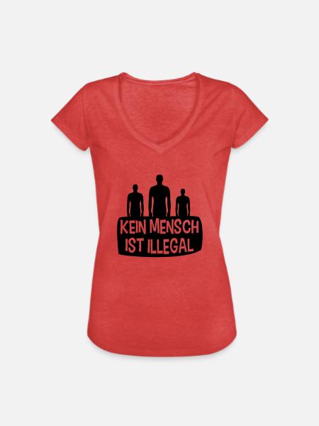 Kein Mensch Ist Illegal - Frauen Vintage T-Shirt - Rot meliert