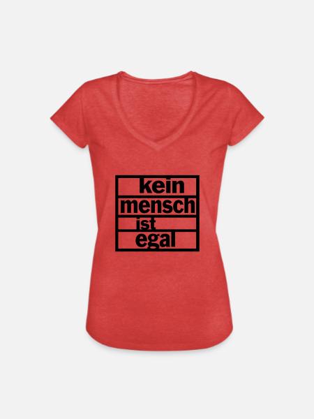 Kein Mensch ist egal - Frauen Vintage T-Shirt - Rot meliert
