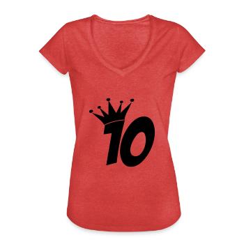 10 - Frauen Vintage T-Shirt - Rot meliert - Vorne - Danielle (179cm)