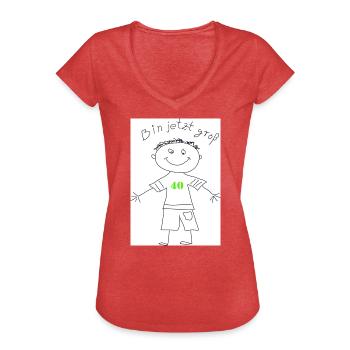 Bin jetzt groß! - Frauen Vintage T-Shirt - Rot meliert - Vorne
