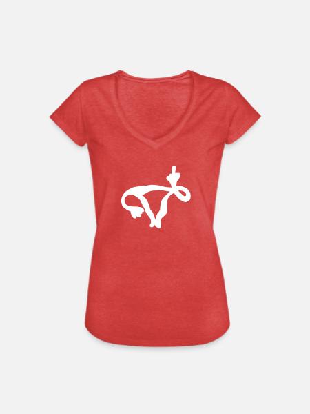 Fick dich Gebärmutter - lustige Eierstöcke - Frauen Vintage T-Shirt - Rot meliert