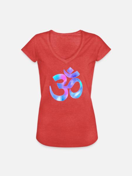 Om - Frauen Vintage T-Shirt - Rot meliert