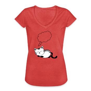 Katze KätzchenTier Comic personalisierbar Geschenk - Frauen Vintage T-Shirt - Rot meliert - Vorne - Danielle (179cm)