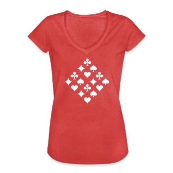 Spielfarben Karten Symbole Pik Herz Karo Kreuz - Frauen Vintage T-Shirt - Rot meliert - Vorne
