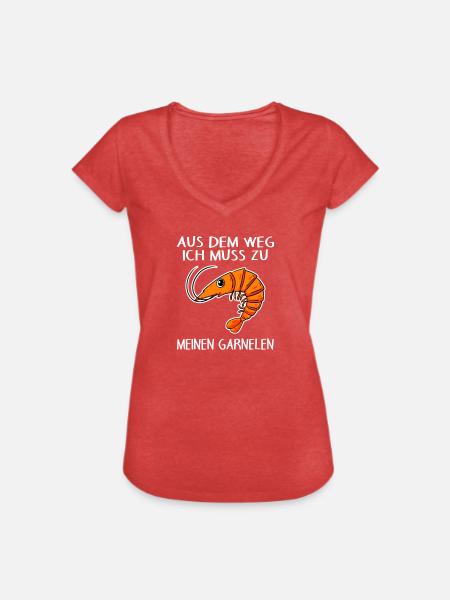 Garnele Garnelen Schrimp Meerestiere - Frauen Vintage T-Shirt - Rot meliert