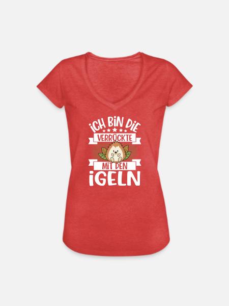 Igel - Frauen Vintage T-Shirt - Rot meliert
