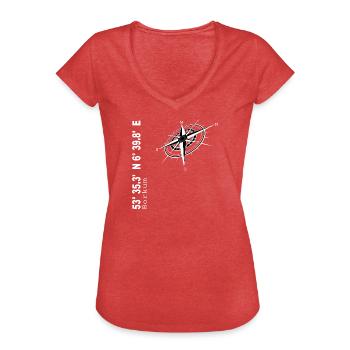 Borkum - Frauen Vintage T-Shirt - Rot meliert - Vorne