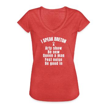 Bretagne, Bretonisch, Bretagne Humor, Bretonisch - Frauen Vintage T-Shirt - Rot meliert - Vorne