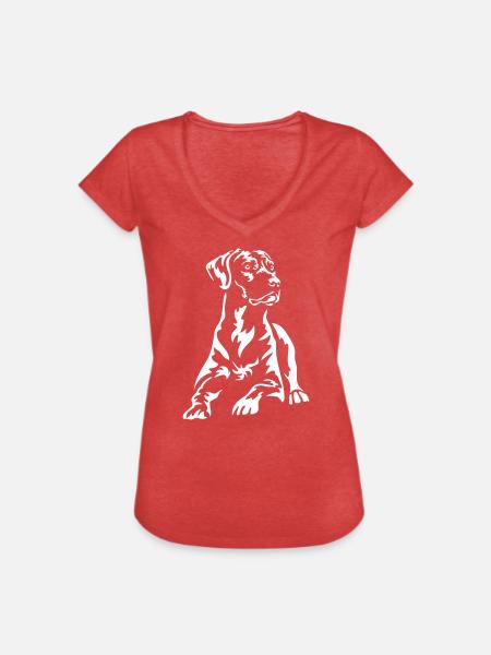 Rhodesian Ridgeback "Black Edition" - Frauen Vintage T-Shirt - Rot meliert