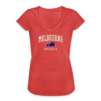 Melbourne Australien Design mit Flagge - Frauen Vintage T-Shirt - Rot meliert - Vorne