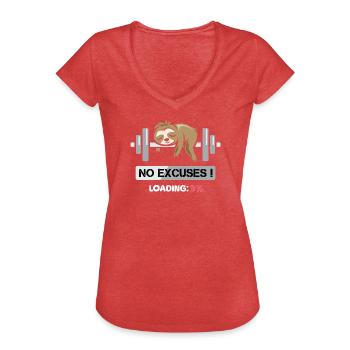 Fitness Faultier Bodybilding no excuses lustig - Frauen Vintage T-Shirt - Rot meliert - Vorne