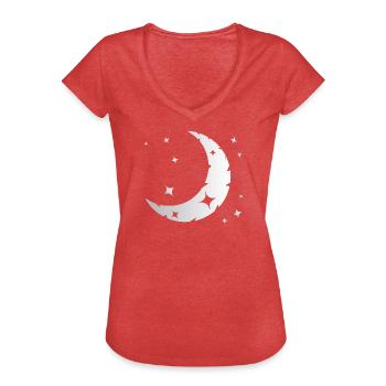 Mond und Sterne - Frauen Vintage T-Shirt - Rot meliert - Vorne