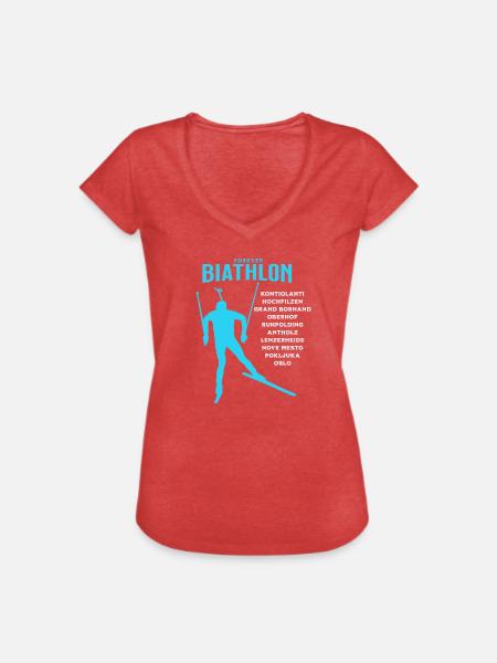 Forever Biathlon - Frauen Vintage T-Shirt - Rot meliert