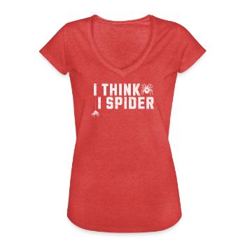 I Think I Spider Denglisch Spinnen Illustration - Frauen Vintage T-Shirt - Rot meliert - Vorne