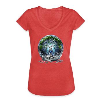 Licht und Schatten: der mystische Baum des Lebens. - Frauen Vintage T-Shirt - Rot meliert - Vorne