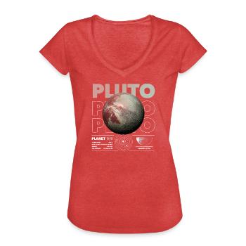 Pluto details - Frauen Vintage T-Shirt - Rot meliert - Vorne