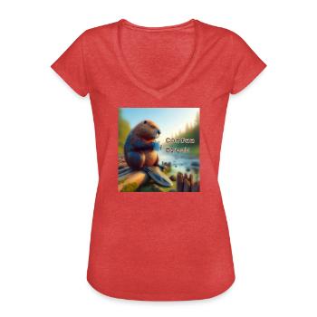 Biber Kaffeepause - Frauen Vintage T-Shirt - Rot meliert - Vorne - Danielle (179cm)