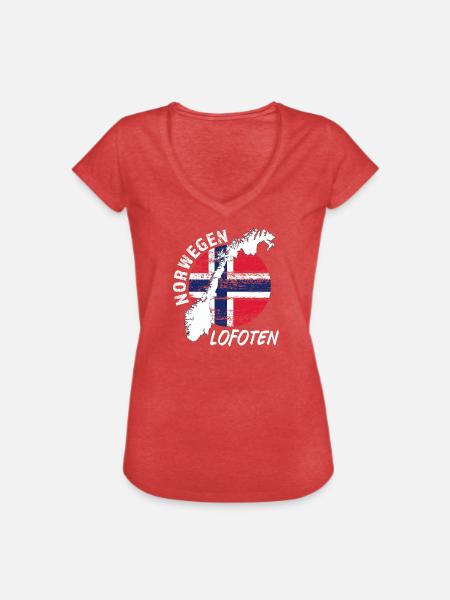 Lofoten - Frauen Vintage T-Shirt - Rot meliert