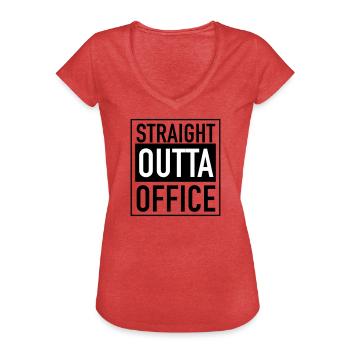 Tout droit sorti du bureau - T-shirt vintage Femme - rouge chiné - Devant - Danielle (179cm)