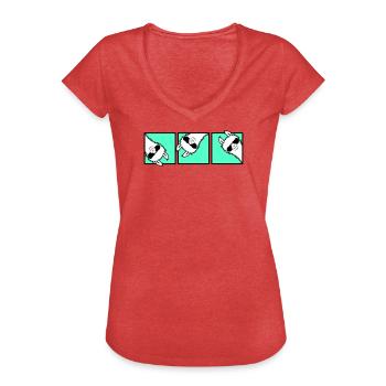 Lama Cool Looking Sunglasses Trio Friends Team - Women's Vintage T-Shirt - heather red - Front - Danielle (179cm)