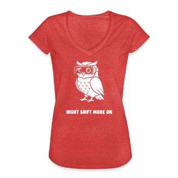 Nachtmodus Eule mit VR-Brille - Frauen Vintage T-Shirt - Rot meliert - Vorne