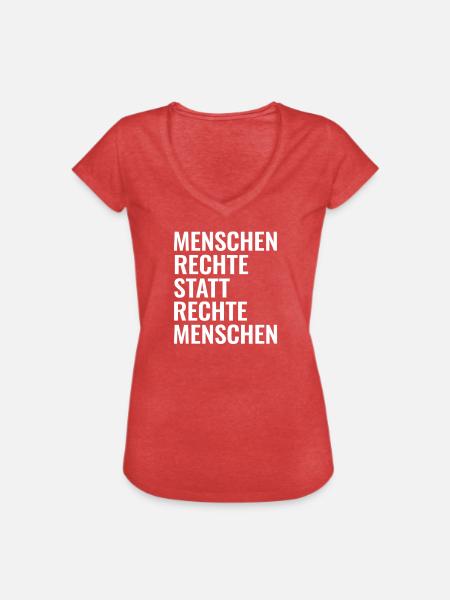 Menschenrechte statt rechte Menschen Antirechts - Frauen Vintage T-Shirt - Rot meliert