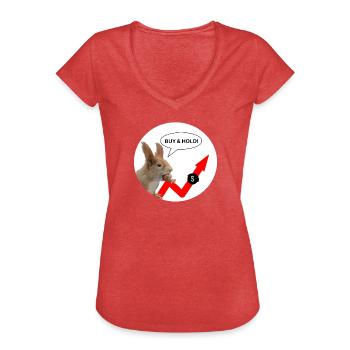 Finanzshirt Eichhörnchen Buy & Hold  - Frauen Vintage T-Shirt - Rot meliert - Vorne