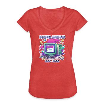Digital Dreams 1995 – Vintage PC Design - Frauen Vintage T-Shirt - Rot meliert - Vorne