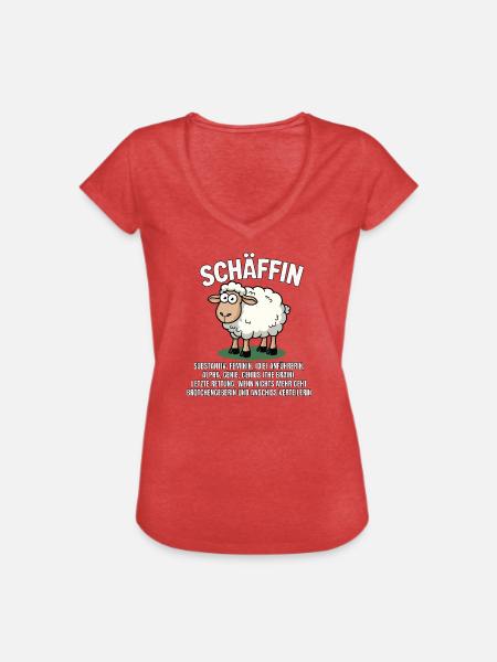 Schäffin - Alpha Schaf mit Sonnenbrille - Frauen Vintage T-Shirt - Rot meliert