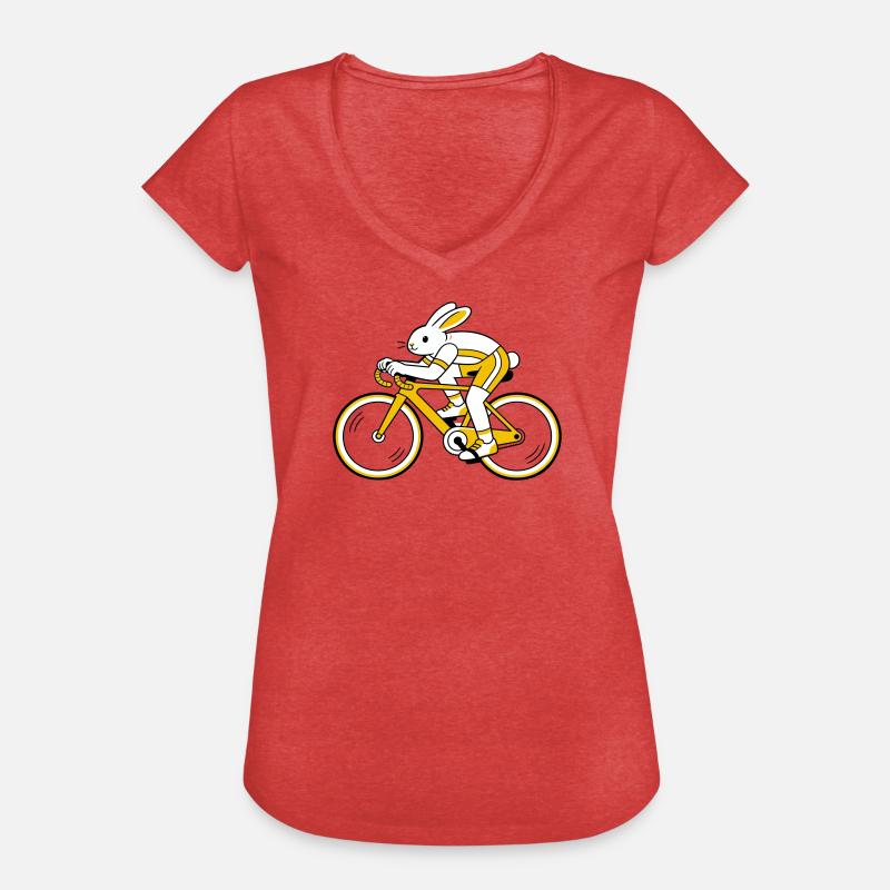 Hare på racercykel - Dame vintage T-shirt - rød meleret