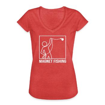 Magnet Fishing Fishing Magnet Angler - T-shirt vintage Femme - rouge chiné - Devant - Danielle (179cm)