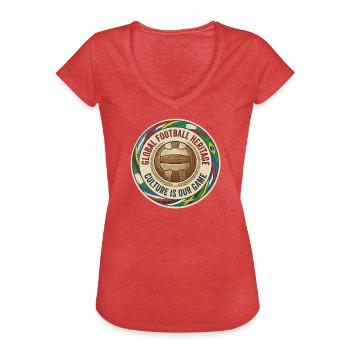 Global Football Heritage Emblem - Frauen Vintage T-Shirt - Rot meliert - Vorne - Danielle (179cm)