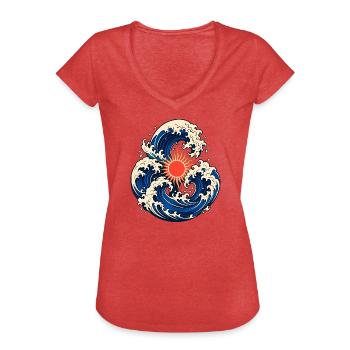 Japanese Rising Sun Waves - Women's Vintage T-Shirt - heather red - Front