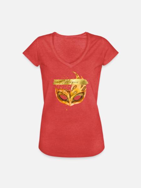 Anonyme Maske. - Frauen Vintage T-Shirt - Rot meliert