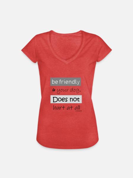 be friendly 2 - Frauen Vintage T-Shirt - Rot meliert