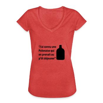 tonton flingueur - T-shirt vintage Femme - rouge chiné - Devant - Danielle (179cm)